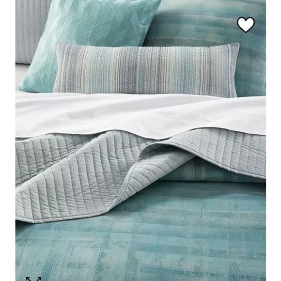 Hotel Collection Stencil Comforter Full/Queen. $335 Value. Color:Cyan - Picture 2 of 5
